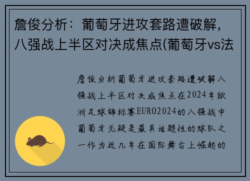 詹俊分析：葡萄牙进攻套路遭破解，八强战上半区对决成焦点(葡萄牙vs法国詹俊)